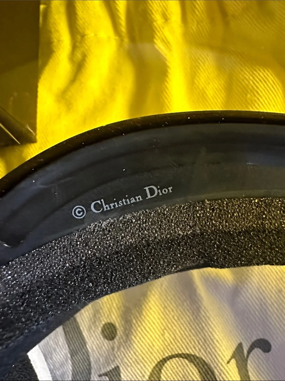 Dior Yellow Transparent Visor with Black J'ADIOR Elastic